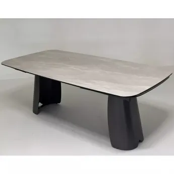 Стол обеденный Q-Home Kent, 200/300 см, раздвижной, матовая серая керамика / каркас темно-серый, QH626М06000
