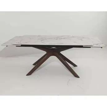 Стол обеденный Q-Home Eder, 160/240 см, раздвижной, глянцевая керамика Cold Jade / каркас Орех, QH614M06007