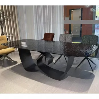 Стол обеденный Q-Home Tove, 240 см, фиксированный, стекло Bubble / каркас Шоколадное золото, QH626M05994