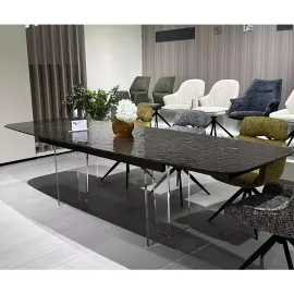 Стол обеденный Q-Home Laurtis, 200/300 см, раздвижной, стекло Bubble / каркас Прозрачный, QH626M05998
