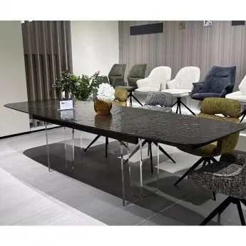 Стол обеденный Q-Home Laurtis, 200/300 см, раздвижной, стекло Bubble / каркас Прозрачный, QH626M05998