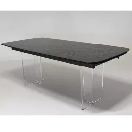 Стол обеденный Q-Home Laurtis, 200/300 см, раздвижной, шоколадный, стекло Bubble / каркас Прозрачный, QH626M05999