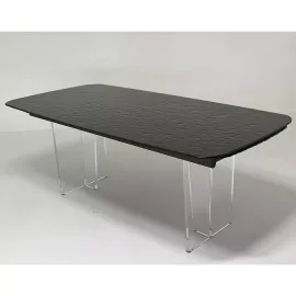 Стол обеденный Q-Home Laurtis, 200/300 см, раздвижной, шоколадный, стекло Bubble / каркас Прозрачный, QH626M05999