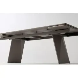 Стол обеденный Q-Home Шерл, 220/300 см, раздвижной, глянцевая керамика Crystal Onix Bianco / каркас Латте, QH480M06046
