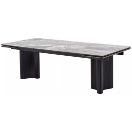 Стол обеденный Q-Home Адажио, 240/320 см, раздвижной, испанская керамика Mineral Stone Natural / каркас Черный, QH480M05950