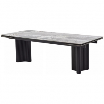 Стол обеденный Q-Home Адажио, 240/320 см, раздвижной, матовая керамика Mineral Stone Natural / каркас Черный, QH480M05950