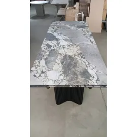 Стол обеденный Q-Home Адажио, 240/320 см, раздвижной, матовая керамика Mineral Stone Natural / каркас Черный, QH480M05950