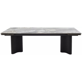 Стол обеденный Q-Home Адажио, 240/320 см, раздвижной, матовая керамика Mineral Stone Natural / каркас Черный, QH480M05950