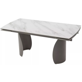 Стол обеденный Q-Home Ольхон, 180/240 см, раздвижной, глянцевая керамика Белый мрамор / каркас Латте, QH480M06053