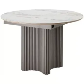 Стол обеденный Q-Home Адажио, 115/155 см, раздвижной, испанская керамика Gilt White / каркас Латте, QH480M05951