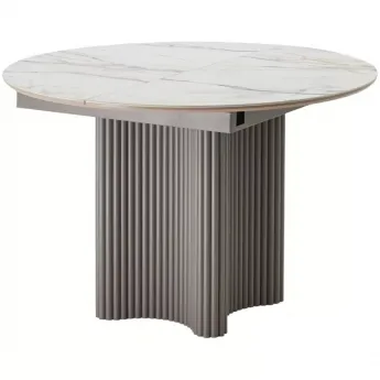 Стол обеденный Q-Home Адажио, 115/155 см, раздвижной, испанская керамика Gilt White / каркас Латте, QH480M05951