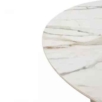 Стол обеденный Q-Home Адажио, 115/155 см, раздвижной, испанская керамика Gilt White / каркас Латте, QH480M05951