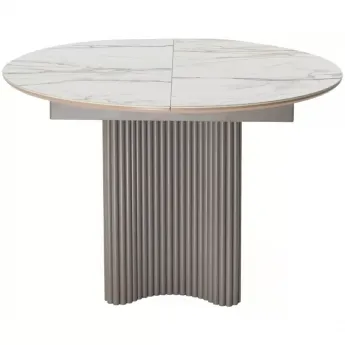 Стол обеденный Q-Home Адажио, 115/155 см, раздвижной, испанская керамика Gilt White / каркас Латте, QH480M05951