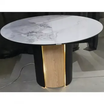 Стол обеденный Q-Home Батист, 115/155 см, раздвижной, глянцевая керамика Pandora Light / каркас Дуб Американский, QH480M06070