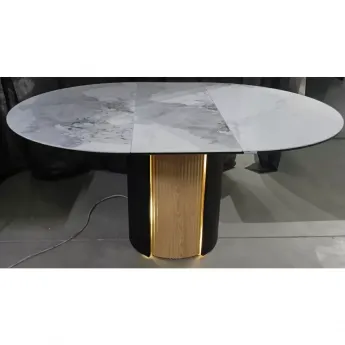 Стол обеденный Q-Home Батист, 115/155 см, раздвижной, глянцевая керамика Pandora Light / каркас Дуб Американский, QH480M06070