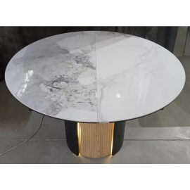 Стол обеденный Q-Home Батист, 115/155 см, раздвижной, глянцевая керамика Pandora Light / каркас Дуб Американский, QH480M06070