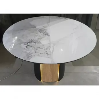 Стол обеденный Q-Home Батист, 115/155 см, раздвижной, глянцевая керамика Pandora Light / каркас Дуб Американский, QH480M06070