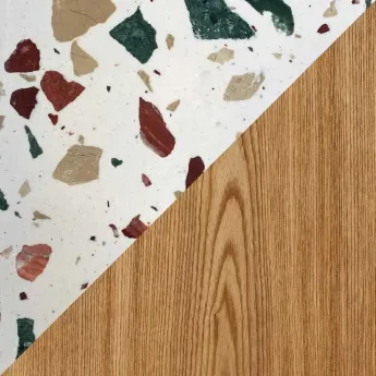Тумба ТВ Art Fabric Tierra, 2 дверцы, 2 открытых полки, терраццо столешница, 00843