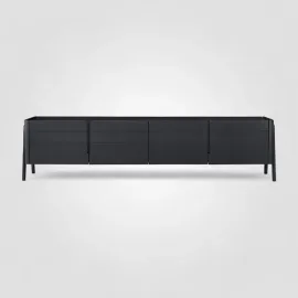 Тумба ТВ Art Fabric Nelson, 4 дверцы, стеклянная столешница, 01228