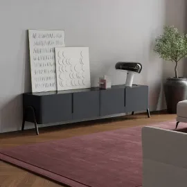 Тумба ТВ Art Fabric Nelson, 4 дверцы, стеклянная столешница, 01228
