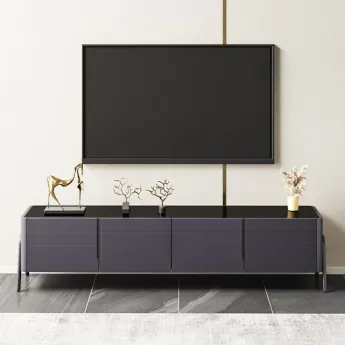 Тумба ТВ Art Fabric Nelson, 4 дверцы, стеклянная столешница, 01228