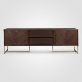 Тумба ТВ Art Fabric Bruno, 2 дверцы, 2 ящика, Орех/Латунь, AF01443