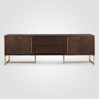 Тумба ТВ Art Fabric Bruno, 2 дверцы, 2 ящика, Орех/Латунь, 01443