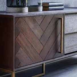 Тумба ТВ Art Fabric Bruno, 2 дверцы, 2 ящика, Орех/Латунь, 01443