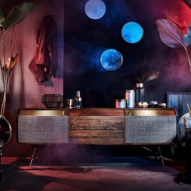 Тумба ТВ Art Fabric Volta, 2 дверцы, 1 ящик, Американский орех/Латунь, 00345