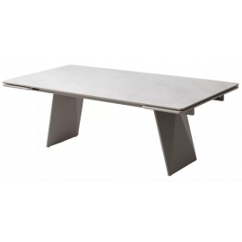 Стол обеденный Q-Home Шерл, 220/300 см, раздвижной, глянцевая керамика Crystal Onix Bianco / каркас Латте, QH480M06046