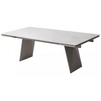Стол обеденный Q-Home Шерл, 220/300 см, раздвижной, глянцевая керамика Crystal Onix Bianco / каркас Латте, QH480M06046