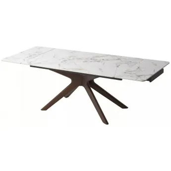 Стол обеденный Q-Home Eder, 160/240 см, раздвижной, глянцевая керамика Cold Jade / каркас Орех, QH614M06007