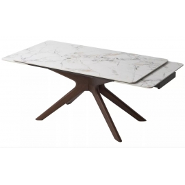 Стол обеденный Q-Home Eder, 160/240 см, раздвижной, глянцевая керамика Cold Jade / каркас Орех, QH614M06007