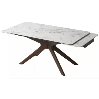 Стол обеденный Q-Home Eder, 160/240 см, раздвижной, глянцевая керамика Cold Jade / каркас Орех, QH614M06007