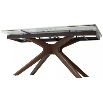 Стол обеденный Q-Home Eder, 160/240 см, раздвижной, глянцевая керамика Cold Jade / каркас Орех, QH614M06007