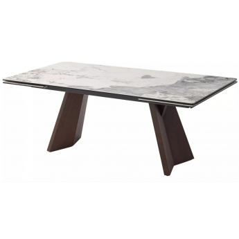 Стол обеденный Q-Home Brian, 200/300 см, раздвижной, глянцевая керамика Pandora / каркас Орех, QH614M06011