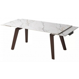 Стол обеденный Q-Home Betis, 180/260 см, раздвижной, матовая керамика мрамор / каркас орех, QH614M06008