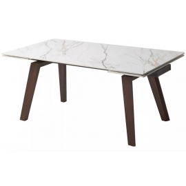 Стол обеденный Q-Home Betis, 180/260 см, раздвижной, матовая керамика Gilded White / каркас Орех, QH614M06008
