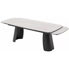 Стол обеденный Q-Home Kent, 200/300 см, раздвижной, матовая серая керамика / каркас темно-серый, QH626М06000