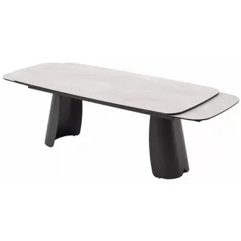 Стол обеденный Q-Home Kent, 200/300 см, раздвижной, матовая серая керамика / каркас темно-серый, QH626М06000