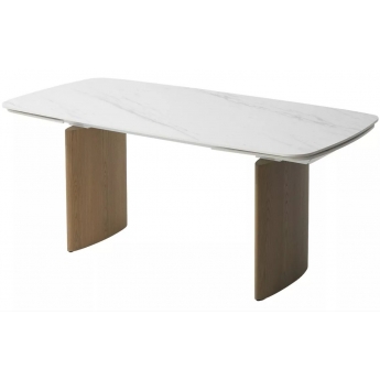 Стол обеденный Q-Home Calvin, 180/260 см, раздвижной, полуглянцевая керамика Snow Carrara / каркас Серый Дуб, QH614M06012