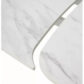 Стол обеденный Q-Home Calvin, 180/260 см, раздвижной, полуглянцевая керамика Snow Carrara / каркас Серый Дуб, QH614M06012