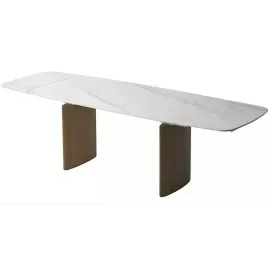 Стол обеденный Q-Home Calvin, 180/260 см, раздвижной, полуглянцевая керамика Snow Carrara / каркас Серый Дуб, QH614M06012