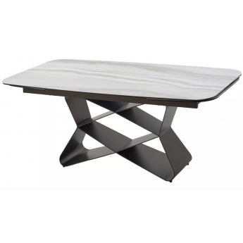Стол обеденный Q-Home Absalon, 180/260 см, раздвижной, глянцевая керамика серый мрамор / каркас шоколадное золото, QH626М05984
