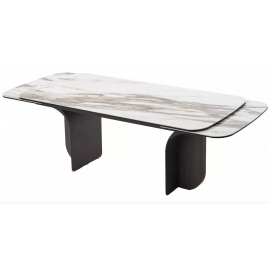 Стол обеденный Q-Home Ingerman, 200/300 см, раздвижной, глянцевая керамика под мрамор / каркас металл, QH626М05985