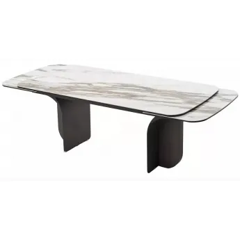 Стол обеденный Q-Home Ingerman, 200/300 см, раздвижной, глянцевая керамика под мрамор / каркас металл, QH626М05985