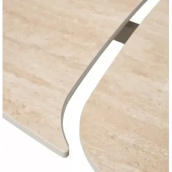 Стол обеденный Q-Home Calvin, 180/260 см, раздвижной, бежевая матовая керамика / каркас серый дуб, QH614M06013