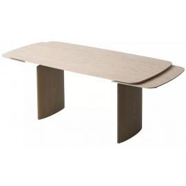 Стол обеденный Q-Home Calvin, 180/260 см, раздвижной, бежевая матовая керамика / каркас серый дуб, QH614M06013