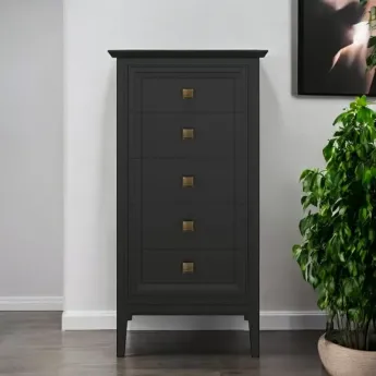 Комод высокий Aletan Tesoro (Алетан Тесоро), 5 ящиков, Чёрный, T315BL