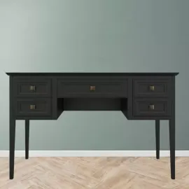 Стол письменный Aletan Tesoro (Алетан Тесоро), 5 ящиков, узкий, Чёрный, T704BL